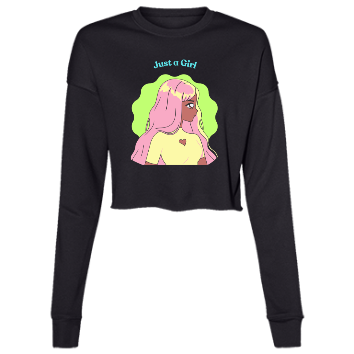 "Just a Girl" Ladies' Cropped Fleece Crew