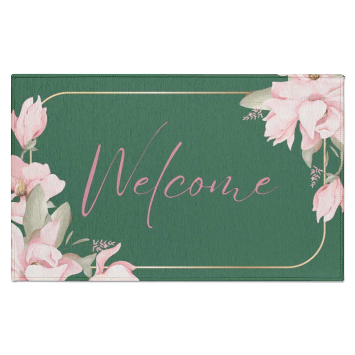 Welcome Indoor Doormat - Pink Flower Border