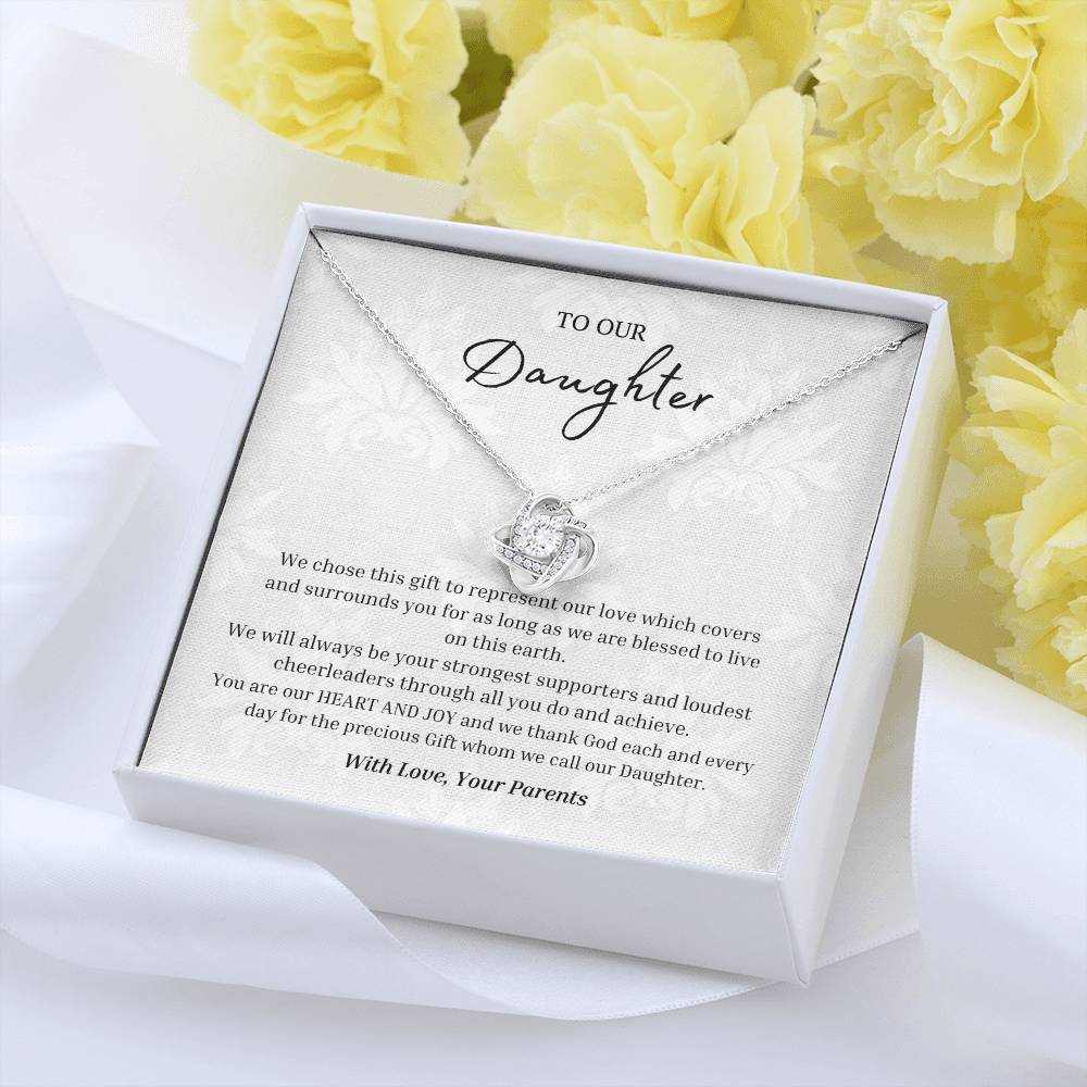 "Parents Heart and Joy" Love Knot Necklace