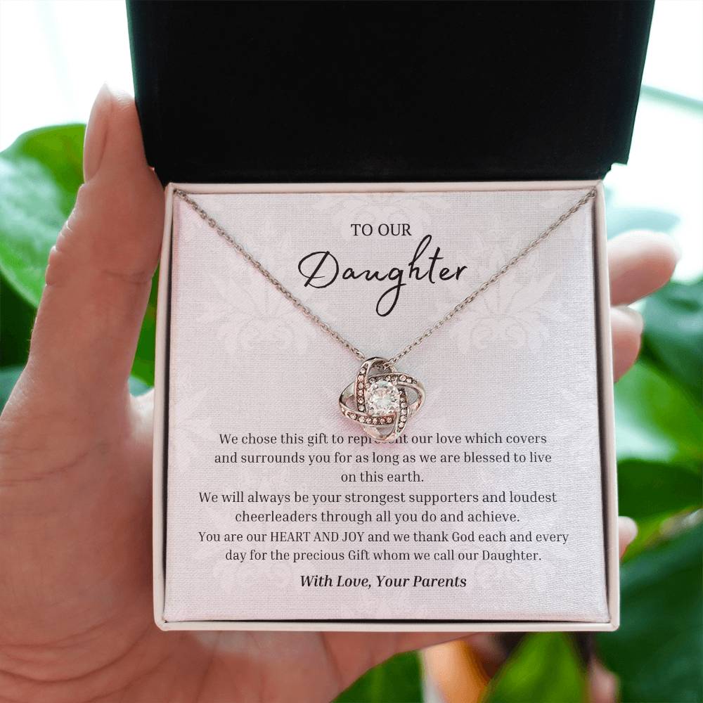 "Parents Heart and Joy" Love Knot Necklace
