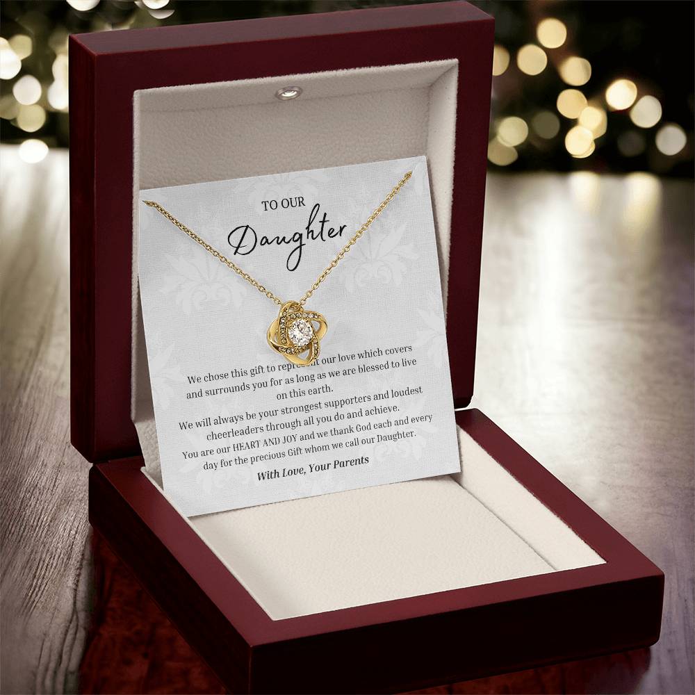 "Parents Heart and Joy" Love Knot Necklace