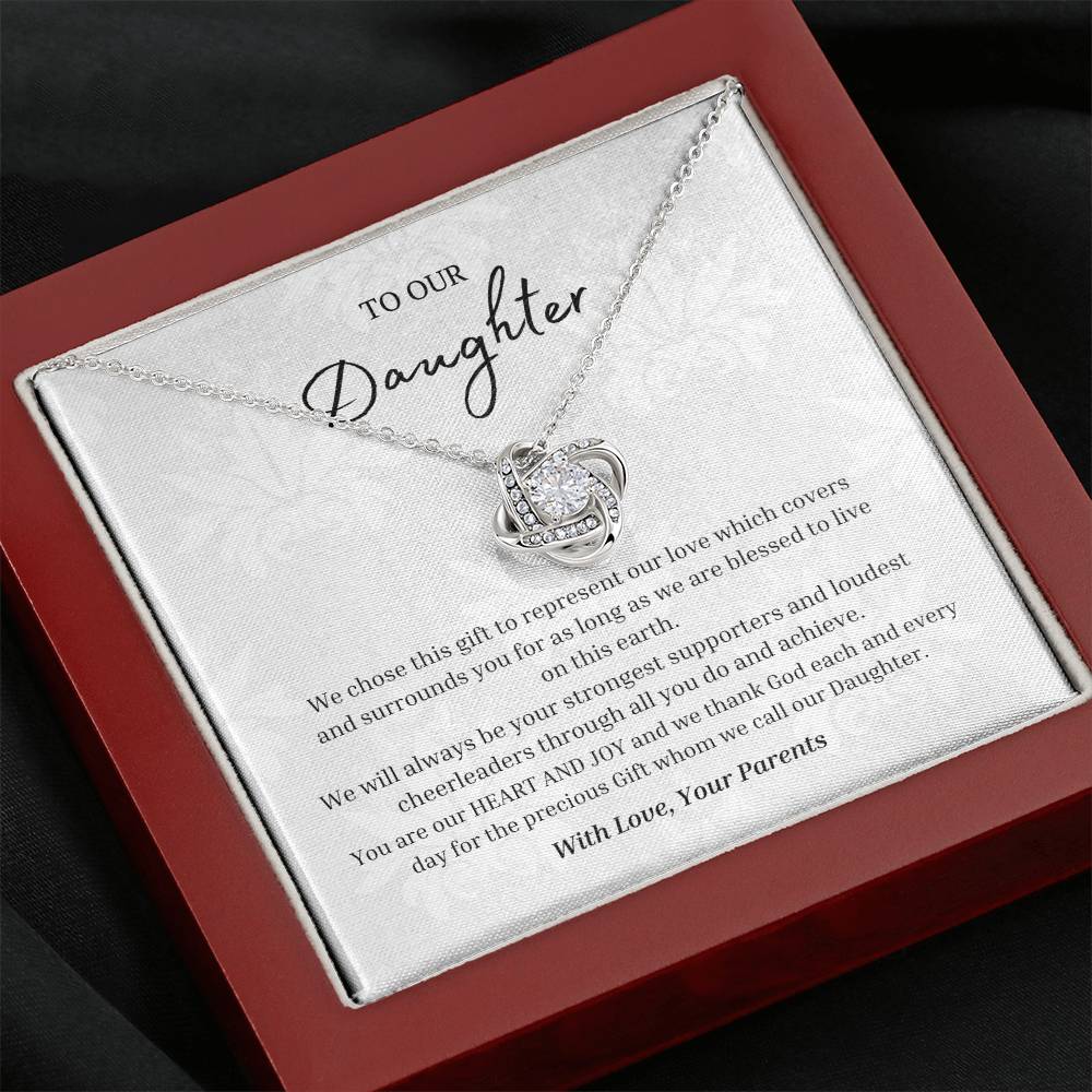 "Parents Heart and Joy" Love Knot Necklace