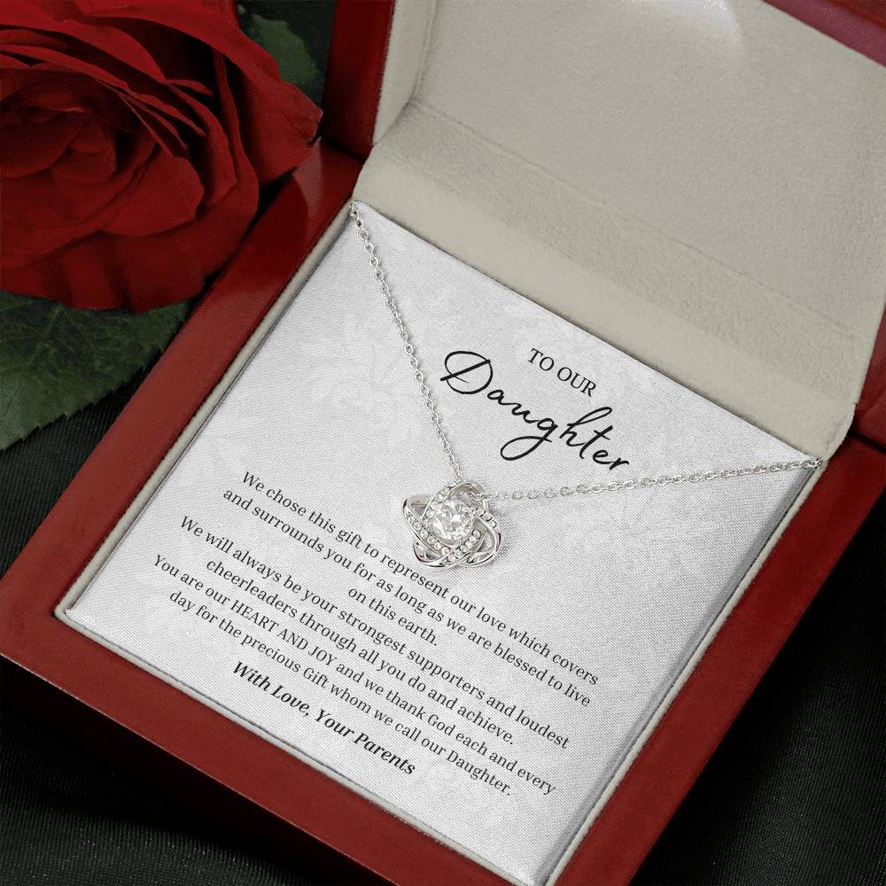 "Parents Heart and Joy" Love Knot Necklace