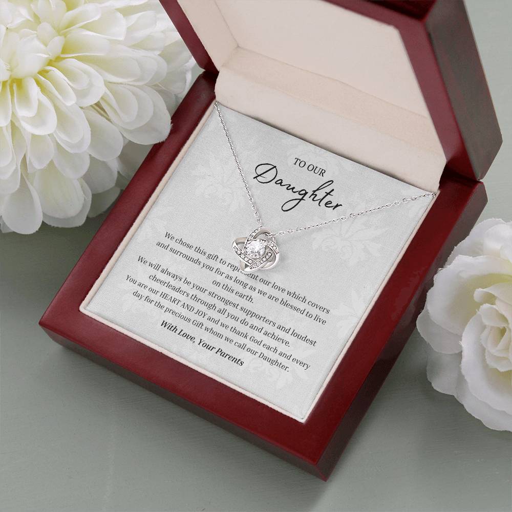 "Parents Heart and Joy" Love Knot Necklace
