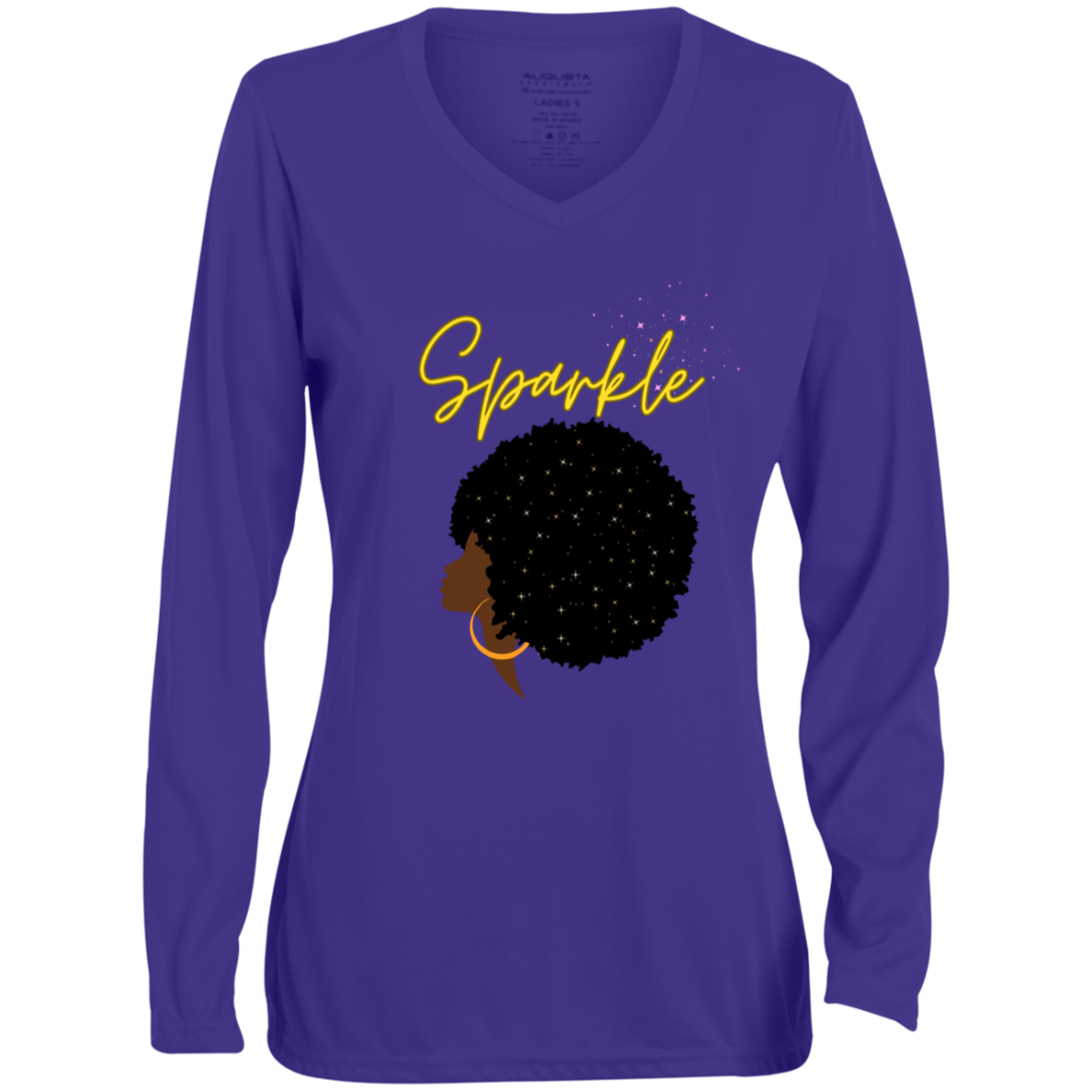 "Sparkle" Ladies' Moisture-Wicking Long Sleeve V-Neck Tee