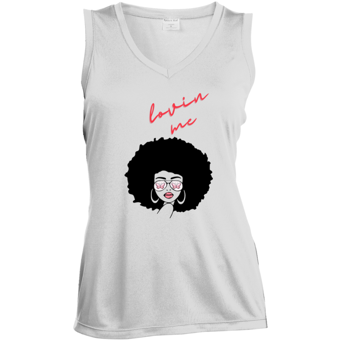 "Lovin' Me" Ladies' Sleeveless V-Neck Performance Tee