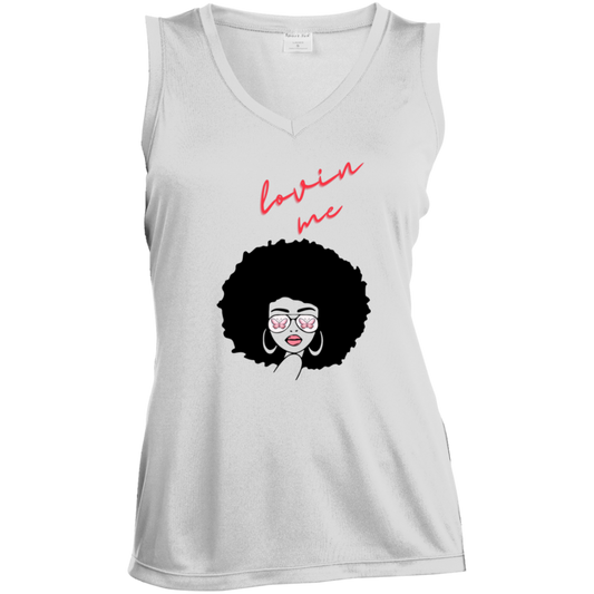 "Lovin' Me" Ladies' Sleeveless V-Neck Performance Tee