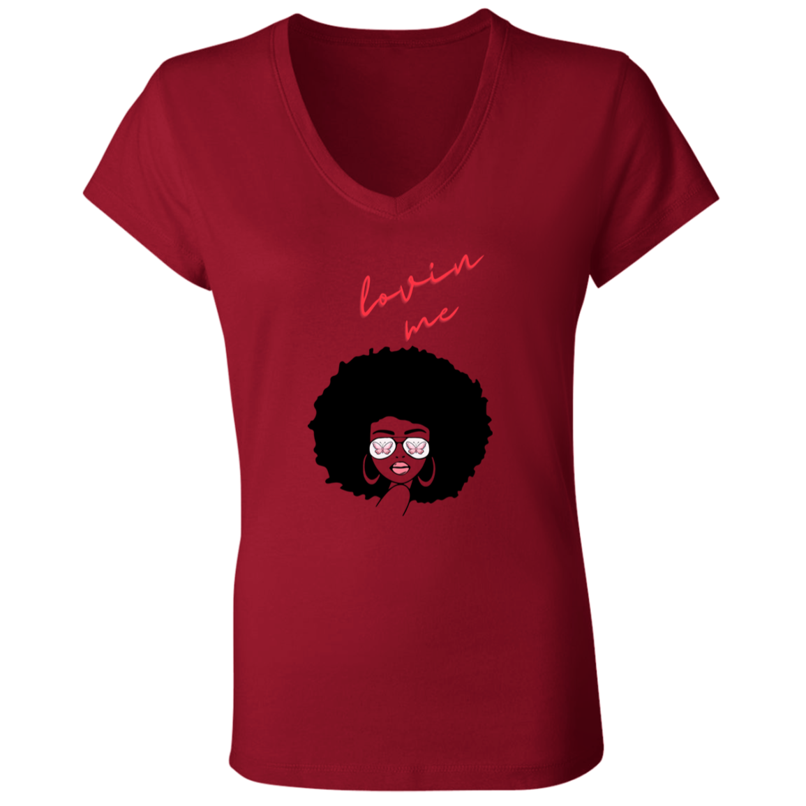 "Lovin' Me" Ladies' Jersey V-Neck T-Shirt