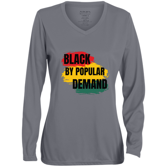 Ladies' Moisture-Wicking Long Sleeve V-Neck Tee