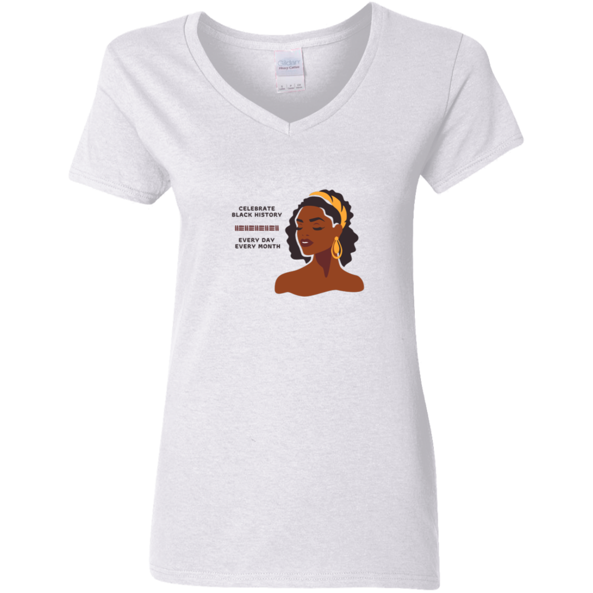 "Celebrate Black History"  Ladies' 5.3 oz. V-Neck T-Shirt