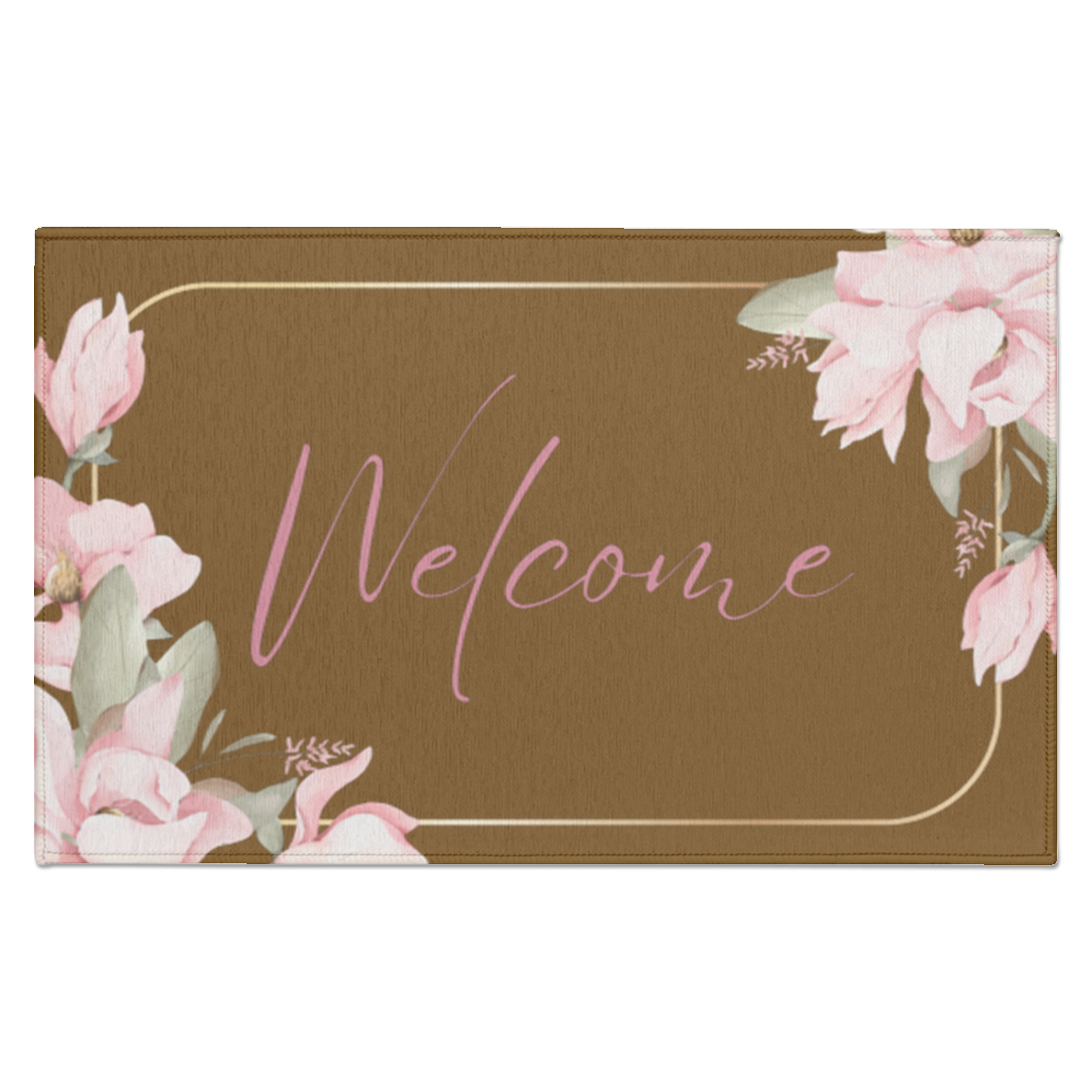 Welcome Indoor Doormat - Pink Flower Border