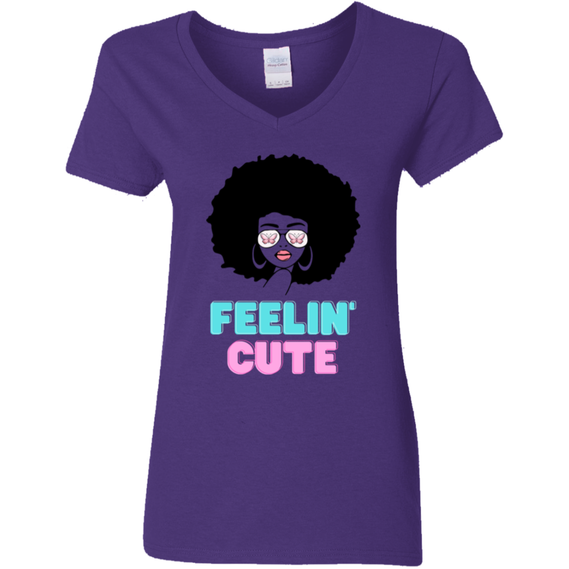 "Feelin' Cute" Ladies' 5.3 oz. V-Neck T-Shirt