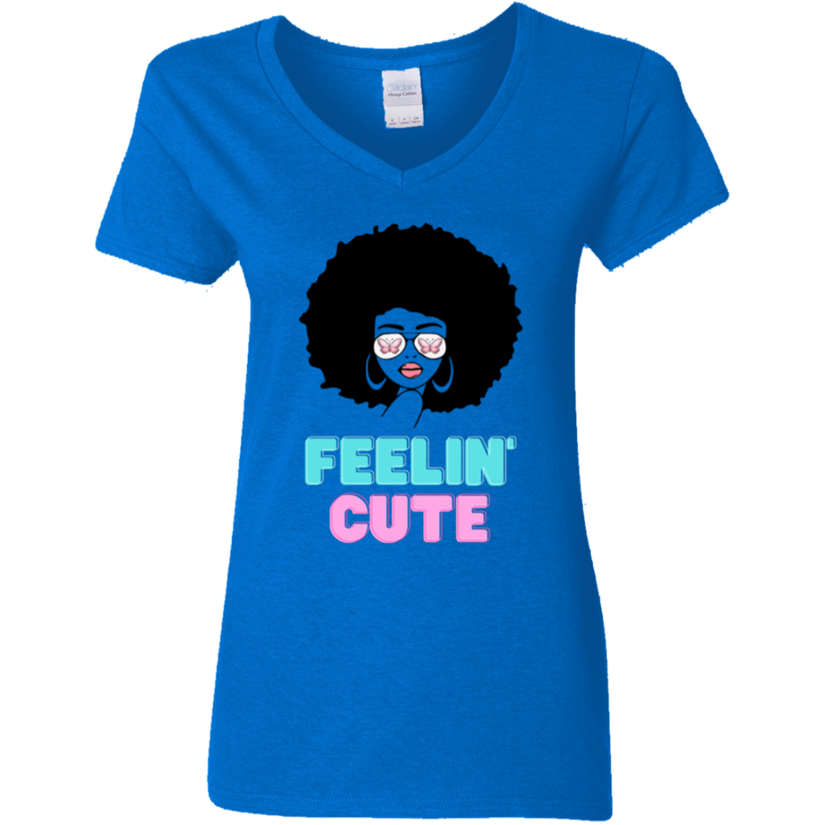 "Feelin' Cute" Ladies' 5.3 oz. V-Neck T-Shirt