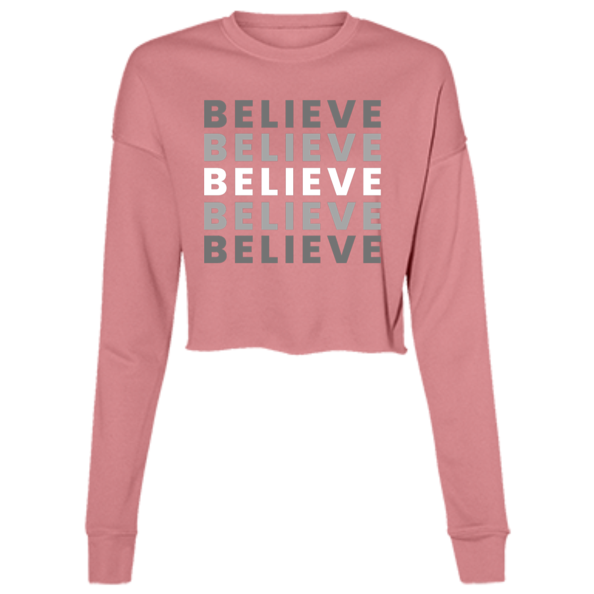"Believe" Ladies' Cropped Fleece Crew
