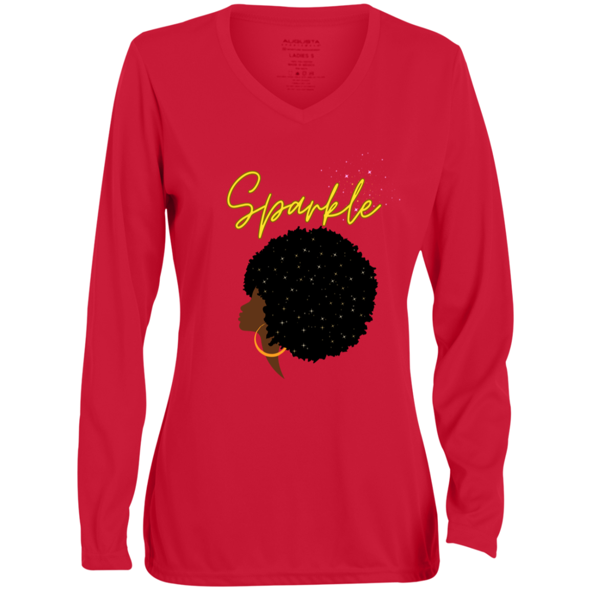 "Sparkle" Ladies' Moisture-Wicking Long Sleeve V-Neck Tee