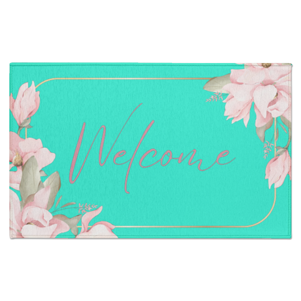 Welcome Indoor Doormat - Pink Flower Border