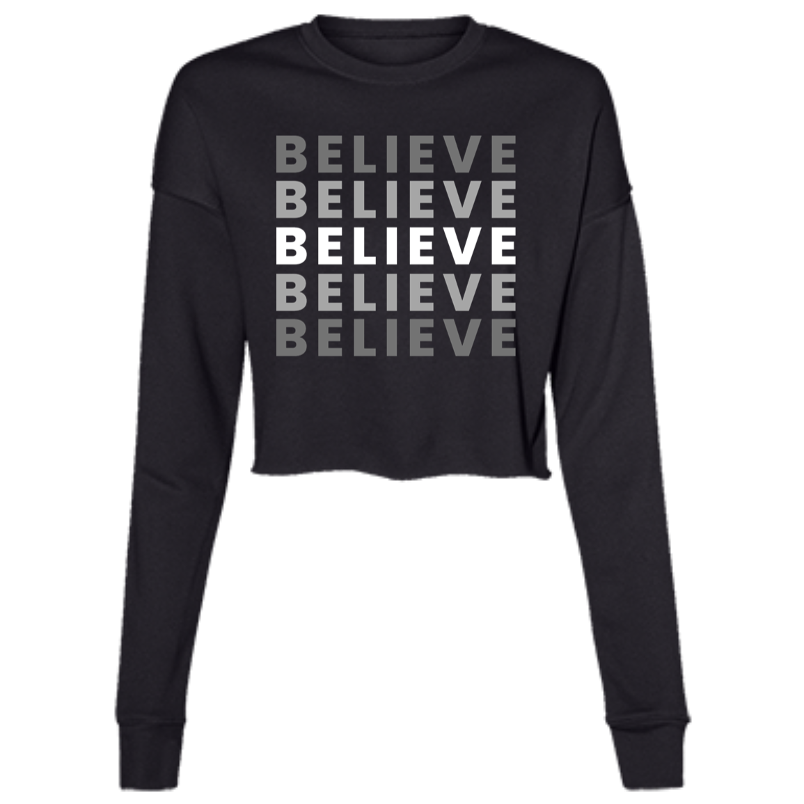 "Believe" Ladies' Cropped Fleece Crew