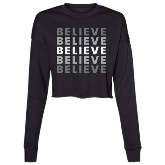 "Believe" Ladies' Cropped Fleece Crew