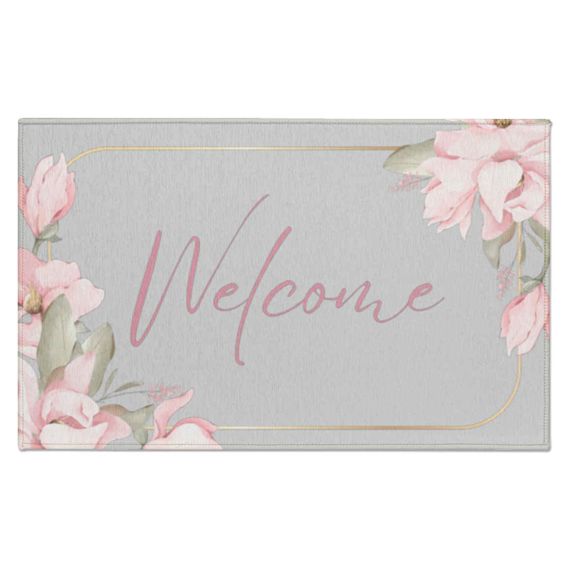 Welcome Indoor Doormat - Pink Flower Border