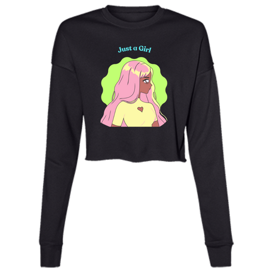 "Just a Girl" Ladies' Cropped Fleece Crew