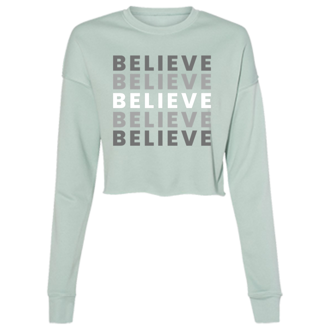 "Believe" Ladies' Cropped Fleece Crew