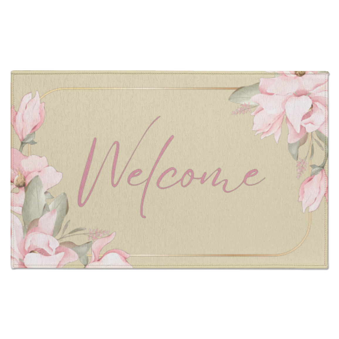 Welcome Indoor Doormat - Pink Flower Border