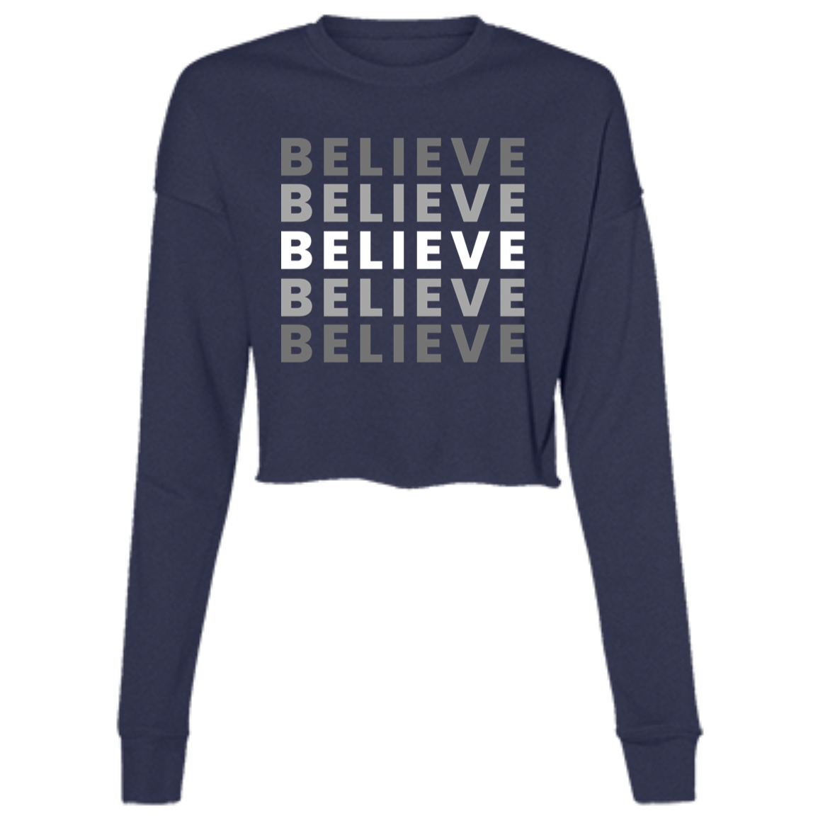 "Believe" Ladies' Cropped Fleece Crew