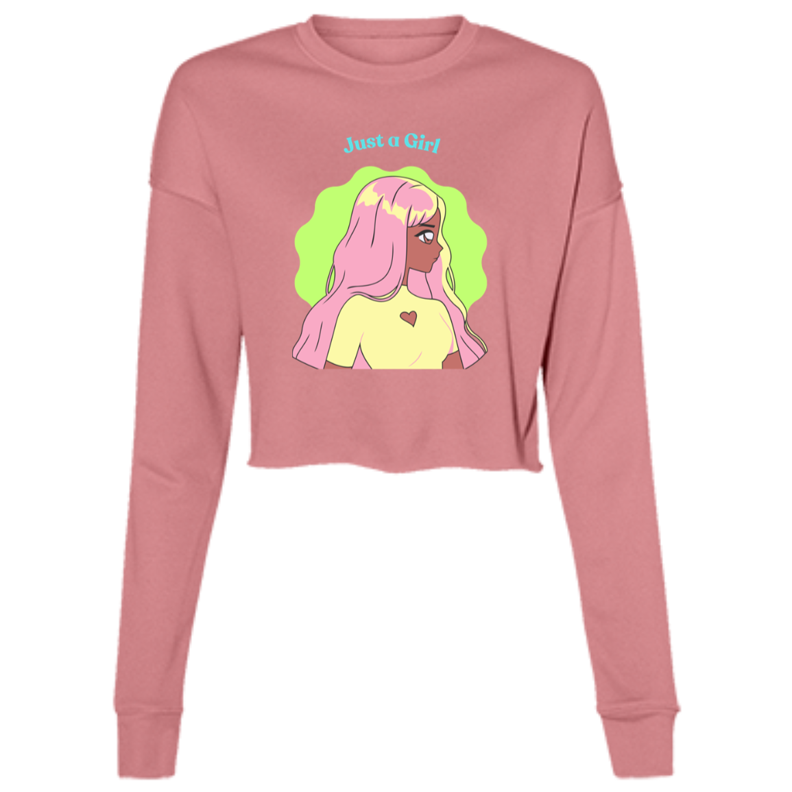 "Just a Girl" Ladies' Cropped Fleece Crew