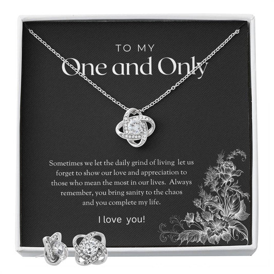 Love Knot "To My One & Only" Necklace and Earring Set