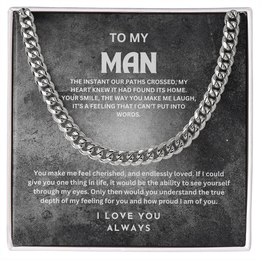 To My Man "Love You Always" Cuban Link Chain