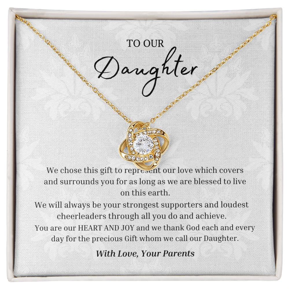 "Parents Heart and Joy" Love Knot Necklace