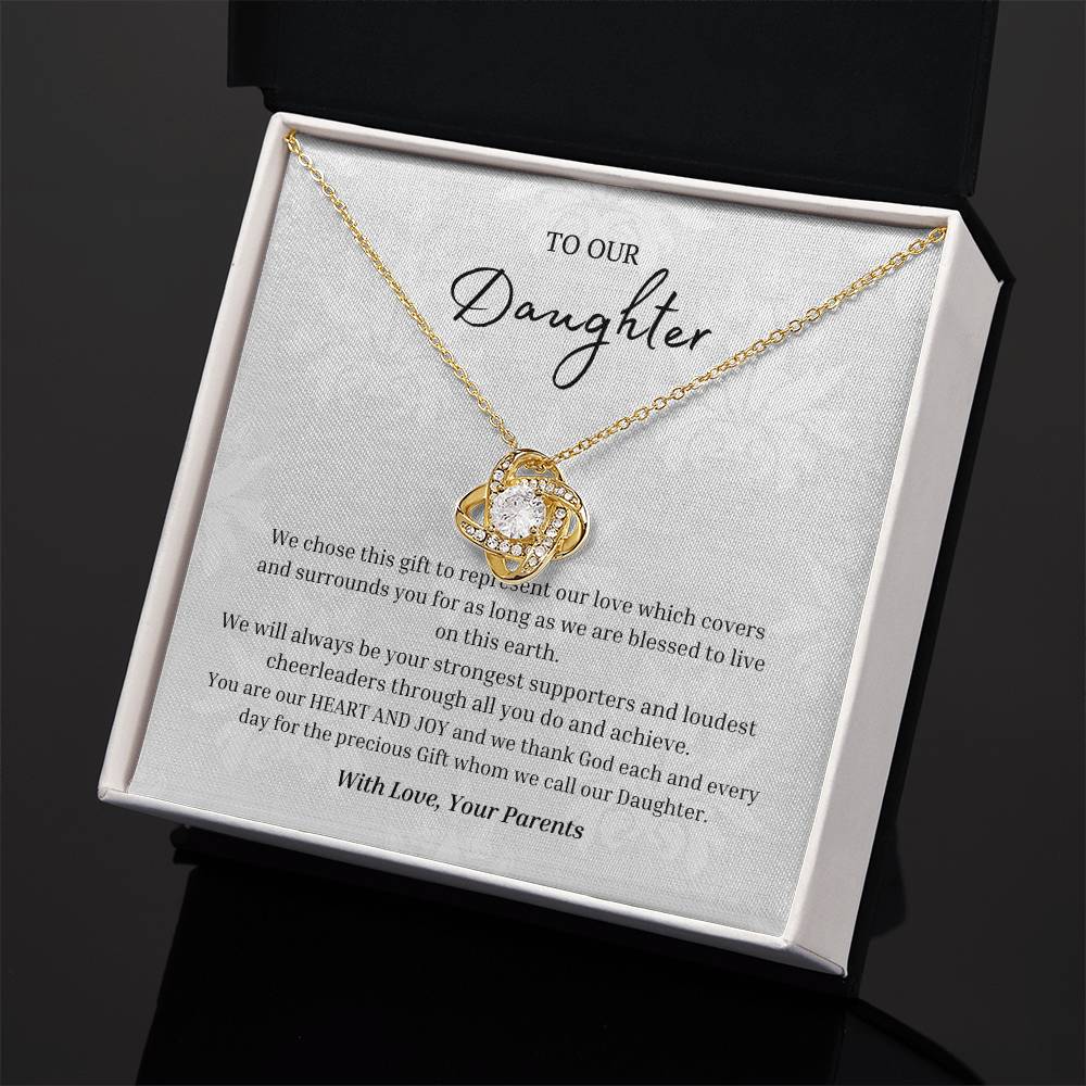 "Parents Heart and Joy" Love Knot Necklace
