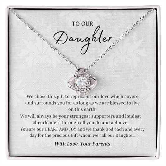 "Parents Heart and Joy" Love Knot Necklace