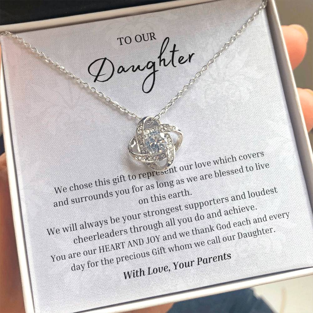 "Parents Heart and Joy" Love Knot Necklace