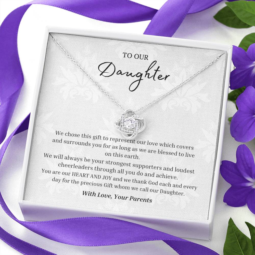 "Parents Heart and Joy" Love Knot Necklace