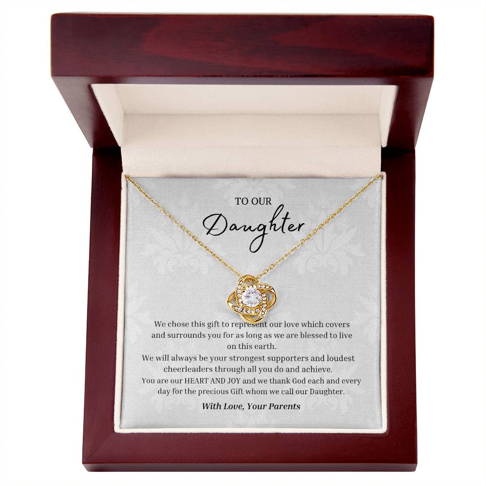 "Parents Heart and Joy" Love Knot Necklace