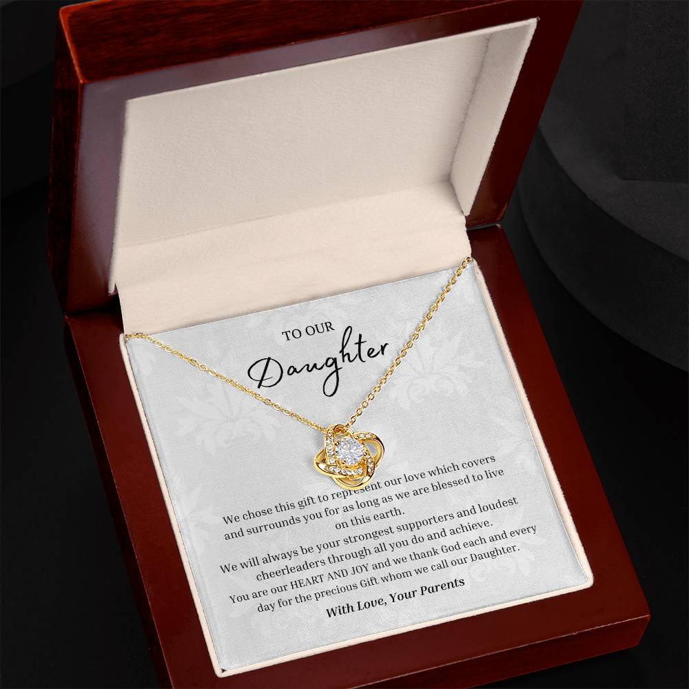 "Parents Heart and Joy" Love Knot Necklace