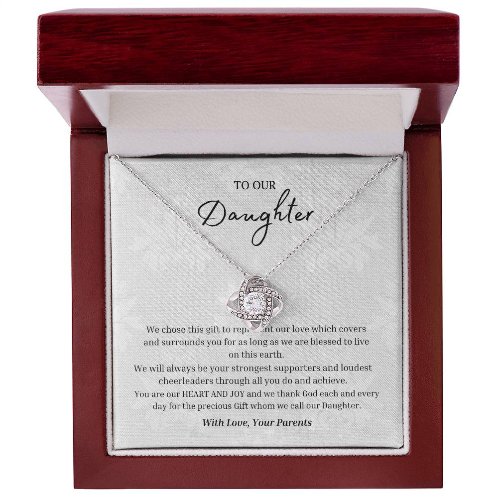 "Parents Heart and Joy" Love Knot Necklace