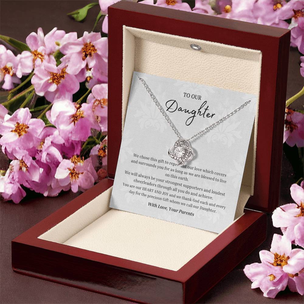 "Parents Heart and Joy" Love Knot Necklace