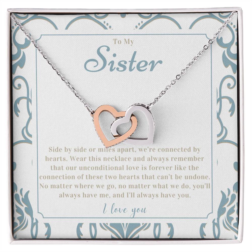 "Sister Love" Interlocking Hearts Necklace