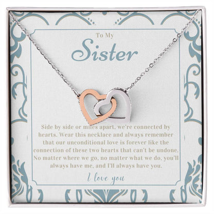 "Sister Love" Interlocking Hearts Necklace