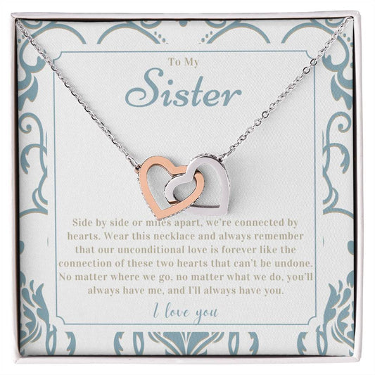 "Sister Love" Interlocking Hearts Necklace