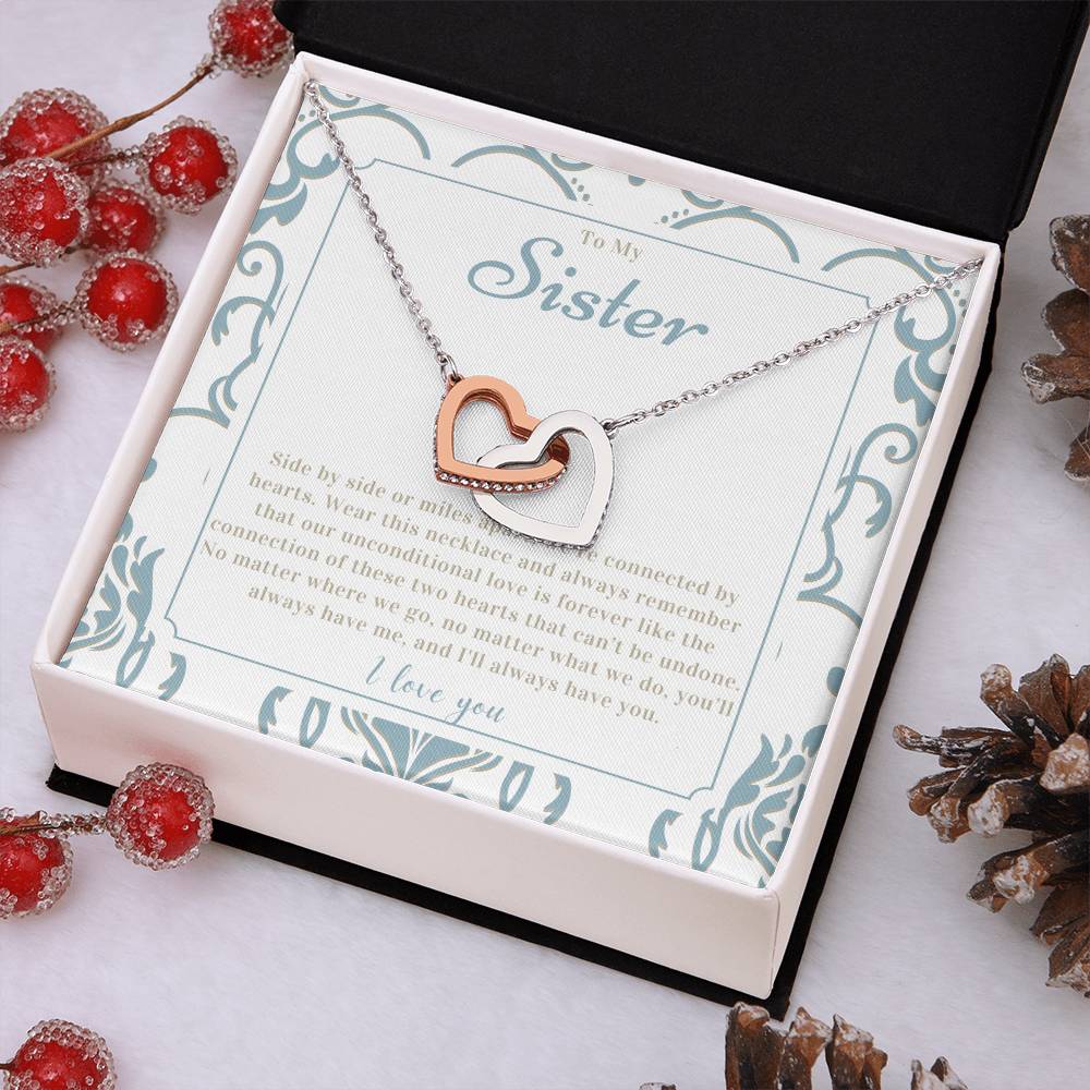 "Sister Love" Interlocking Hearts Necklace
