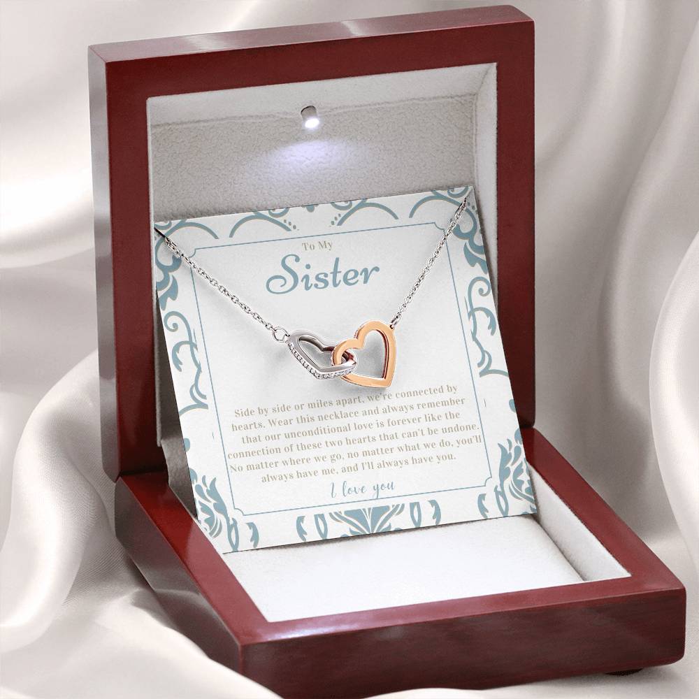 "Sister Love" Interlocking Hearts Necklace