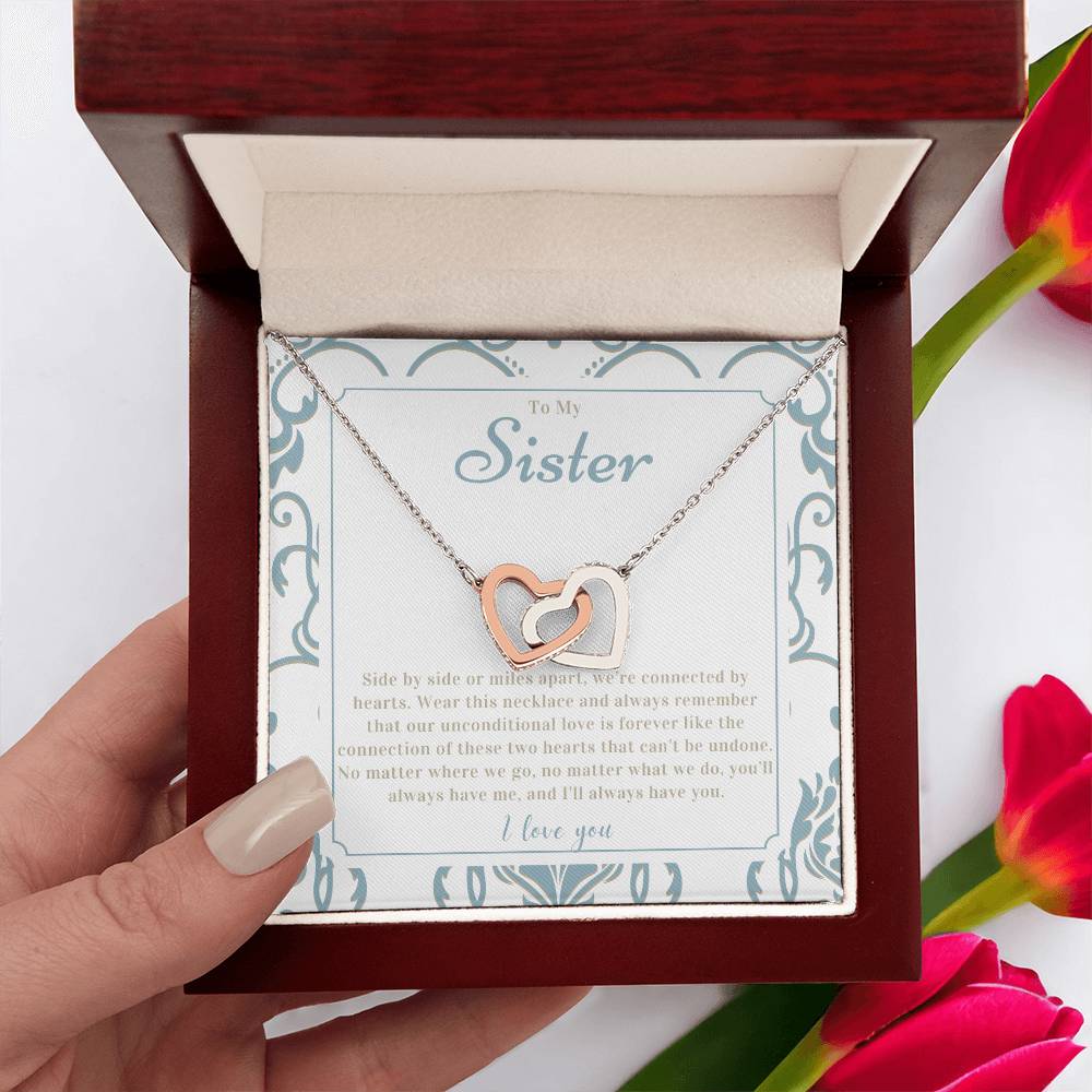 "Sister Love" Interlocking Hearts Necklace