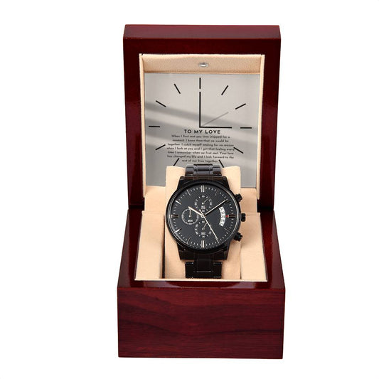 Black Chronograph "Time Stopped for a Moment" Watch