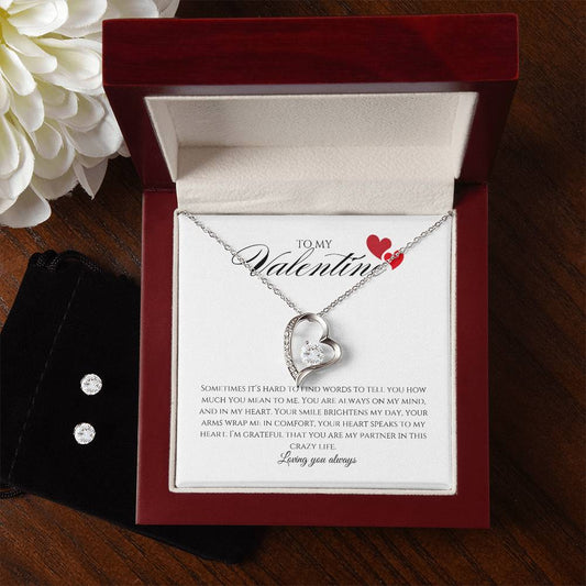 "To My Valentine" - Forever Love Necklace & Earring Set