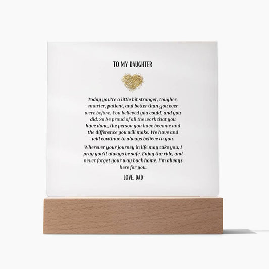 "To Daughter from Dad" Acrylic Square Plaque