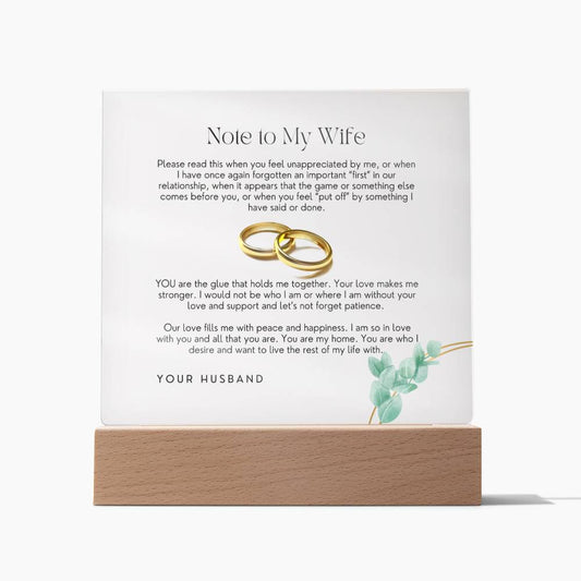 A Note to My Wife ( In Black Ink Lettering)