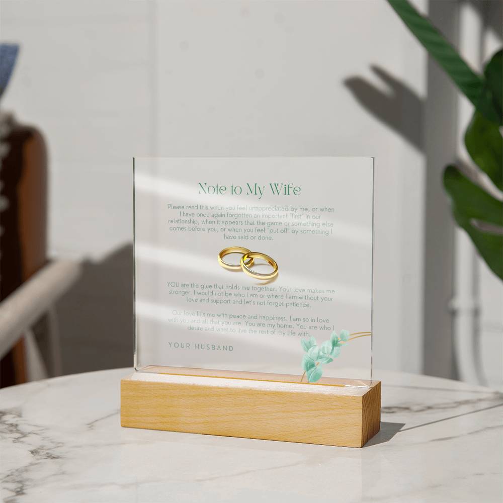 A Note to My Wife (In Green Ink Lettering)